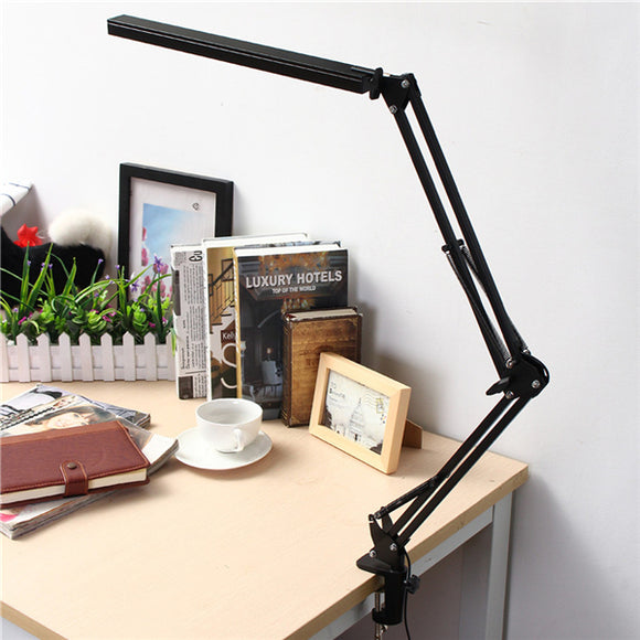 Foldable Adjustable Pure White Swing Arm LED Desk Lamp Touch Dimmable Eye Care Table Lamp