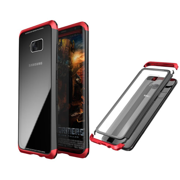 Luphie Metal Bumper+9H Tempered Glass Back Cover Case For Samsung Galaxy S8 Plus