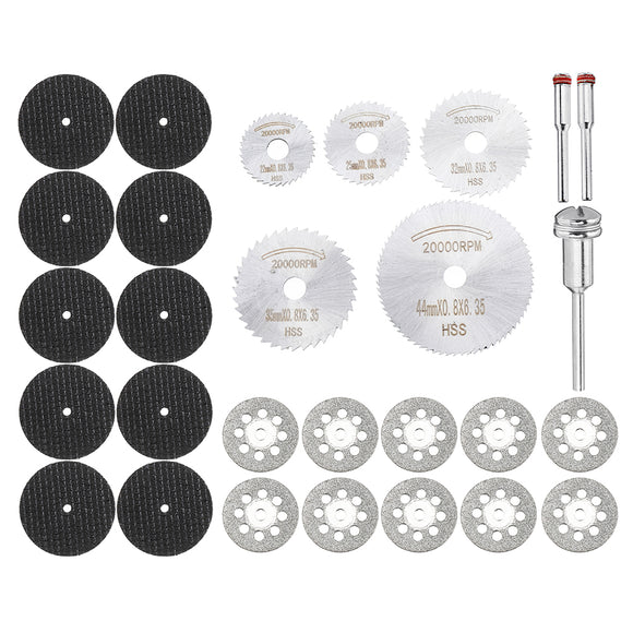 30pcs Mini Circular Saw Blade Set Diamond Cutting Discs Rotary Tool Accessories for Wood Plastic