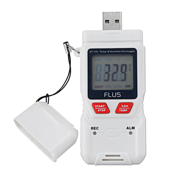 FLUS ET-176 Temperature and Humidity Datalogger with PDF Report USB Interface for Set-up and Data Transfer to PC