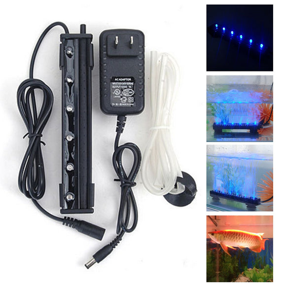 12V 1.2W 6 LED Blue Air Bubble Light Under Water Submersible Aquarium Fish Tank Lamp Decor