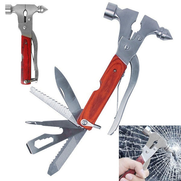 16 in 1 Multi-function Metal Car Safety Hammer Lifesaving Breack Window Mini Tool