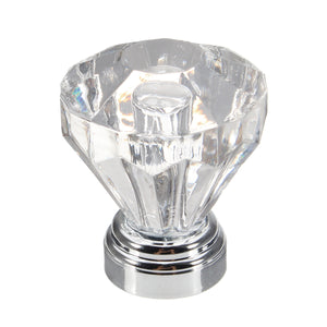 4Pcs 25mm Diamond Clear Crystal Glass Door Knobs Drawer Cabinet Cupboard Pull Handle