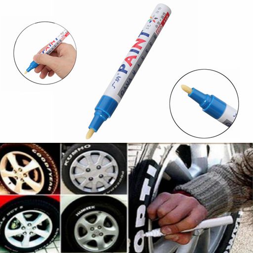 2Pcs Blue Color Tyre Permanent Paint Pen Tire Metal Outdoor Marking Ink Marker Trendy