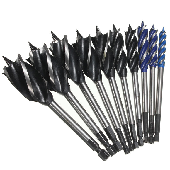 Four Slot Four Blade Wood Working Auger Drill Bit 10mm-32mm Hex Shank Bore Hole Twist Drill Bit