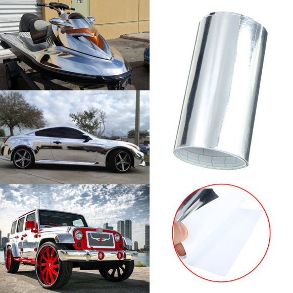 10x152cm Car Mirror Chrome Silver Vinyl Wrap Sticker Decal Film Sheet Car Boat