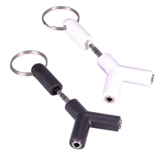 Bakeey Y type 3.5mm Jack 3 Pole Double Female To Stereo Male Adapter With Dust Cap Keychain