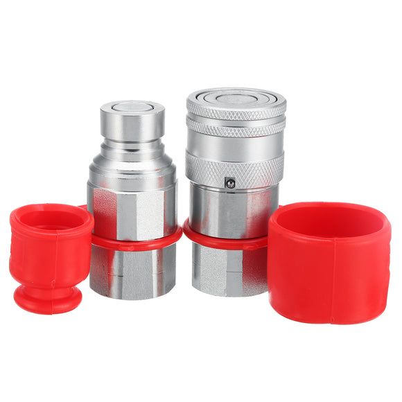 1/2 NPT Skid Steer Bobcat Flat Face Hydraulic Quick Connect Adapter Coupler Coupling Set