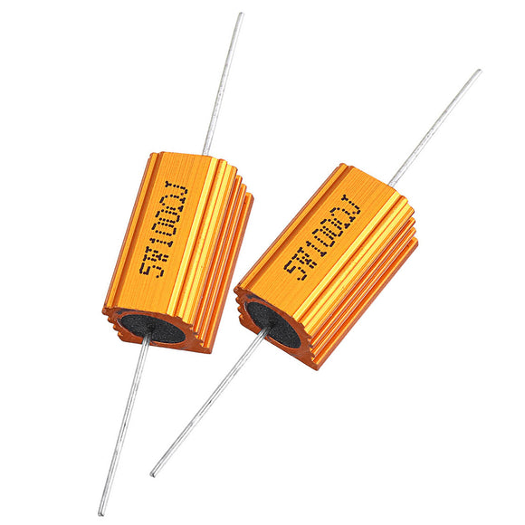 2pcs RX24 5W 100R 100RJ Metal Aluminum Case High Power Resistor Golden Metal Shell Case Heatsink Resistance Resistor