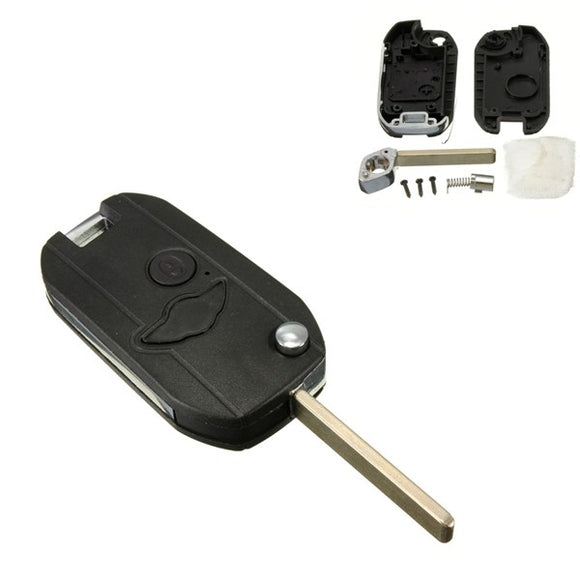 Remote Folding Key Flip Shell Case w/ Uncut Blank Blade For BMW Mini Cooper R50