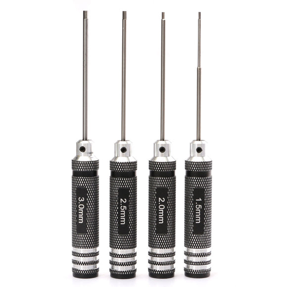 Drillpro 4pcs Hex Screwdriver Tool Kit 1.5/2.0/2.5/3.0mm Black Repair Tool Set