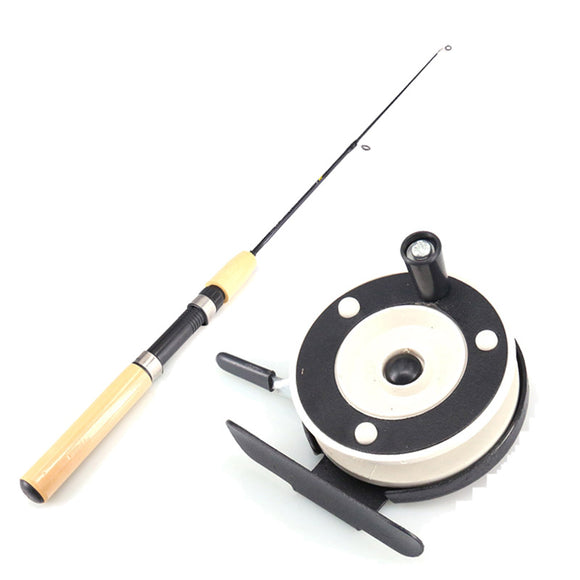 ZANLURE 65CM Yellow EVA Handle Telescopic Fishing Rod Reel Combo Mini Ice Fishing Rod Set