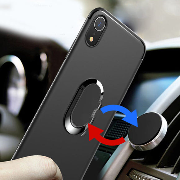 Bakeey Protective Case for iPhone XR 6.1 360 Adjustable Metal Ring Grip Kickstand TPU Back Cover