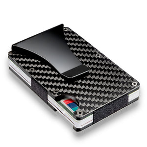 Slim Carbon Fiber Credit Card Holder RFID Blocking Metal Wallet Money Clip Case