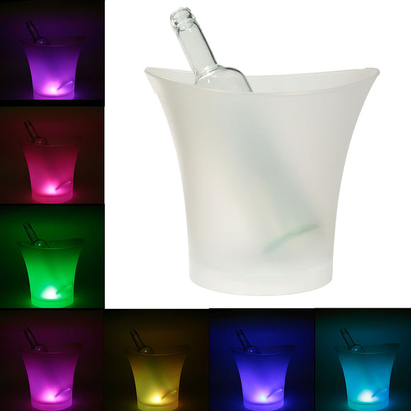 7 Colors LED Light Ice Bucket Champagne Wine Drinks Beer Ice Cooler Bar Party 5L