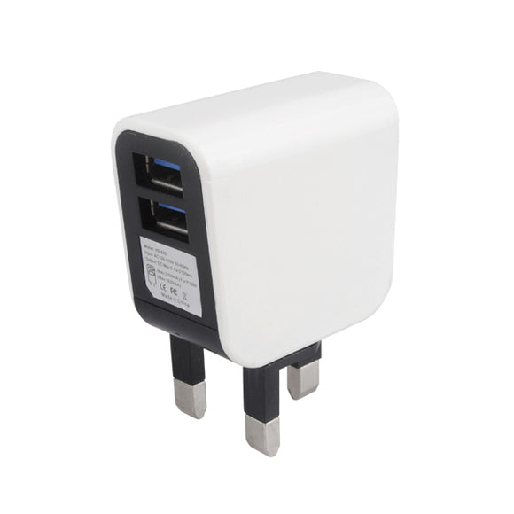 YOUPIN UK Plug Dual USB Port White Travel Wall Charging Adapter for Cell Phone
