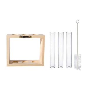 Table & Hanging Glass Water Tube Vase Plant Pot Wood Stand Flower Terrarium Hydroponic Soilless Culture