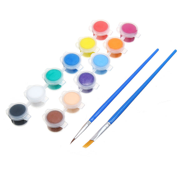 12 Colors Art DIY 3ML Watercolor Acrylic Pigment Painting Drawing +2 Brush Pen