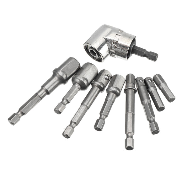 Drillpro 9pcs Screwdriver Extension Bar Adapter 1/4 Inch Shank Screwdriver Driver Socket Bit with Angle Driver
