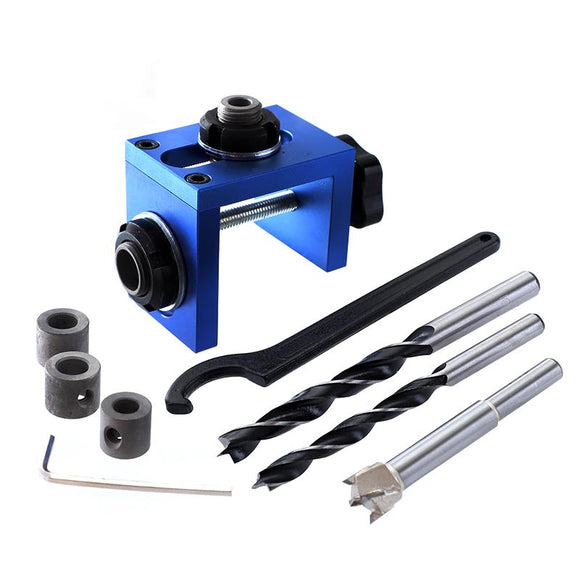 Woodworking Combo Triple Punch Adjustable Doweling Jig 8/15mm Drill Bit Pocket Hole Jig Locator Tool