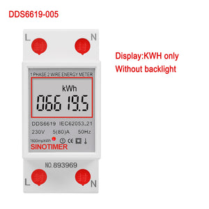 SINOTIMER DDS6619-005 230V Household intelligent Single-phase Rail Type2P Electric Energy Meter