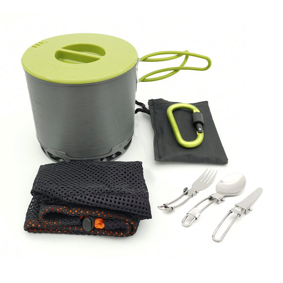 5stk/sett1,2l 1-2 personer varm varme ring matlaging potte utendrs camping picnic servise med karabiny