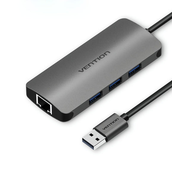 Vention CHD Aluminum Alloy USB 3.0 to 3-Port USB 3.0 1000Mbps Gigabit Ethernet RJ45 Hub
