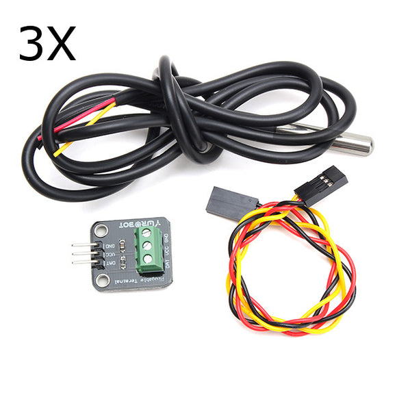 3Pcs DS18B20 Temperature Sensor Module Kit Waterproof Electronic Building Block For Arduino