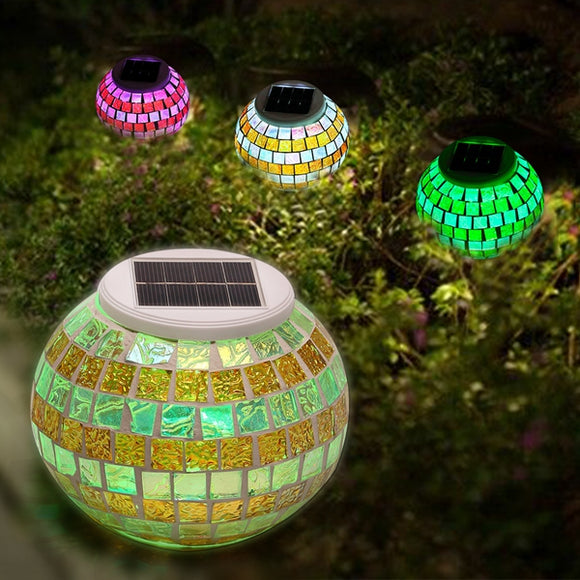 SOLMORE Solar LED Colorful Glass Mosaic Ball Night Light for Outdoor Garden Yard Lawn