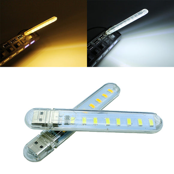 Mini USB 3W SMD5730 White/Warm White Mobile Power Lamp Camping 8 LED Night Light DC5V