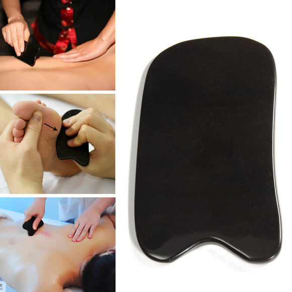 Natural Black Buffalo Horn Scraping Gua Sha Board Acupuncture Cure Manual Massager Tool