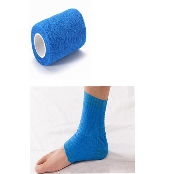 4Pcs Blue Ourdoor Sports Self-adhesive Elastic Gauze Tape Care Bandage