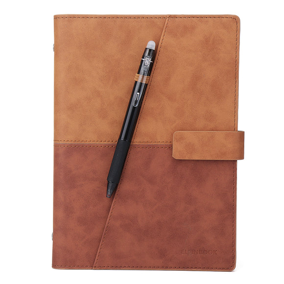 Elfinbook X Leather Smart Reusable Erasable Notebook Microwave Wave Cloud Erase Notepad Note Pad Lined With Pen