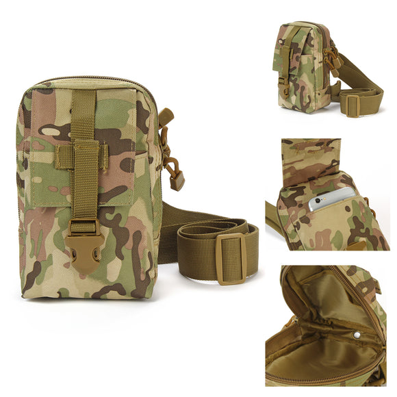 Outdoor Tactical Large Capacity Zipper Cross Body Shoulder Bag Storage Pouch for iPhone Mobile Phone