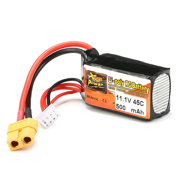 ZOP Power 11.1V 500mAh 45C 3S Lipo Battery XT60 Plug