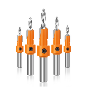5Pcs 10mm Carbide Tip HSS Woodworking Countersink Drill Router Bit Set 8mm Shank Screw Extractor Remon Demolition for Wood Milling Cutter