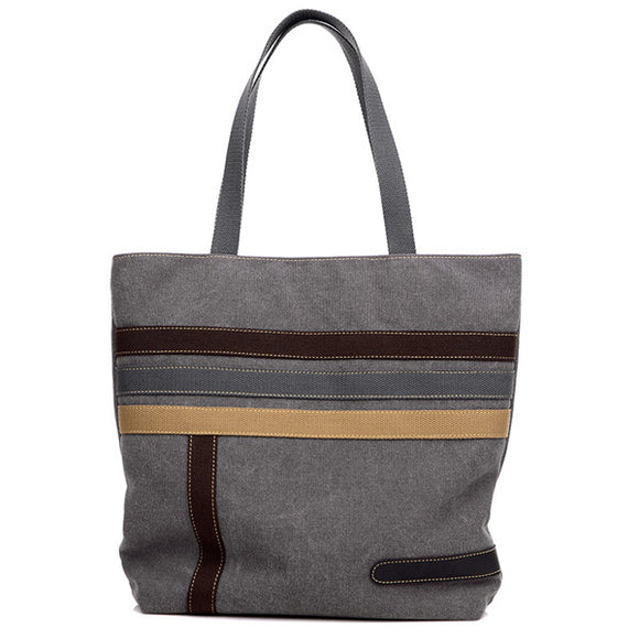 Women Stripe Canvas Tote Handbags Girls Casual Shoulder Bags Capacity Shopping Bags
