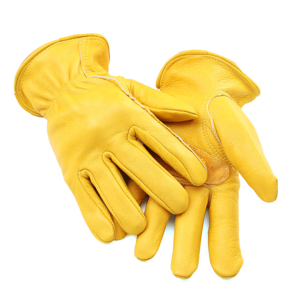 Insulated Grain Cowhide Leather Skid Resistance Gloves Winter Work Motor Vehicle