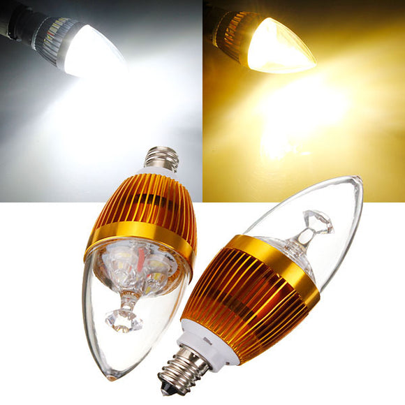 Dimmable E12 3W 220V White/Warm White LED Candle Bulb Golden Shell