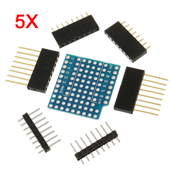 5Pcs WeMos ProtoBoard Shield For WeMos D1 Mini Double Sided Perf Board Compatible