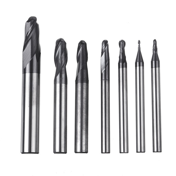 7pcs 4 Flutes Ball Nose End Mill Set 55 Degree CNC Milling Cutter