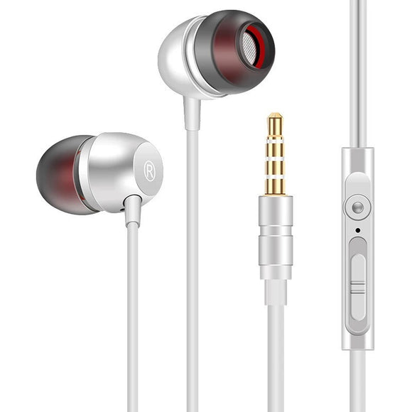 AUGIENB 3.5mm Wired Control Earphone 4D Stereo Bass In-ear Earbuds with Mic for iPhone Huawei