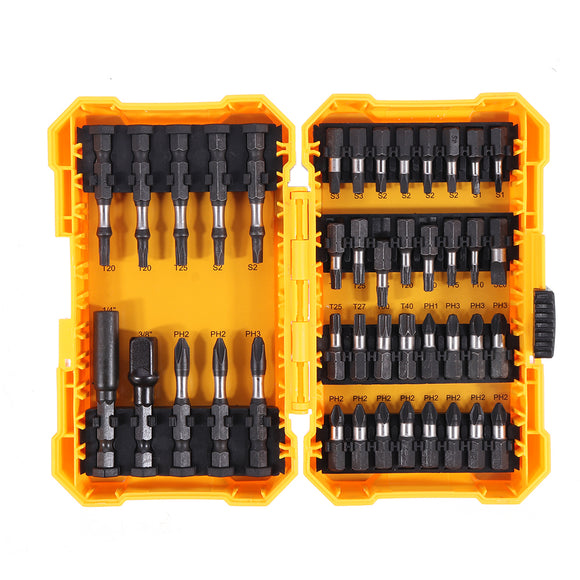 Drillpro 42PCS Screwdriver Bit Set 40PCS Phillips Torx Square Screwdriver Bits Quick Change Extension Rod 3/8 Inch Socket Driver Adapter with Box