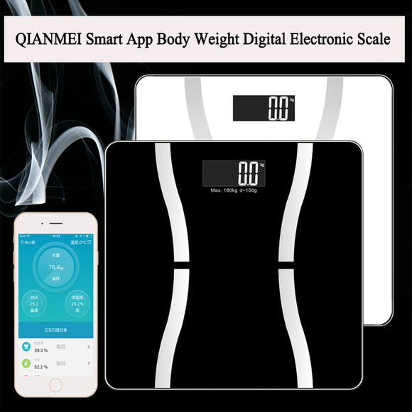 QIANMEI 150Kg Smart App Weight Large LCD Digital Electronic Body Fat Scale