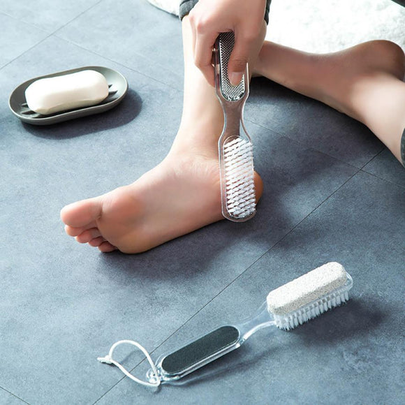 Home Foot Pumice Stone 4 in 1 Remover Brush Pedicure Grinding Fad Double Head Cleaning Brush