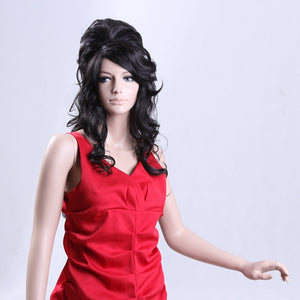 NAWOMI Black Long curly 100% Kanekalon Synthetic Hair Wig Lady Natural Soft Capless Fashional