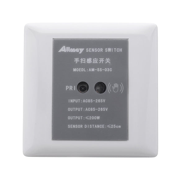 AC85-265V 200W Hand Wave ON OFF Sensor Light Switch for Kitchen Bathroom Indoor Use