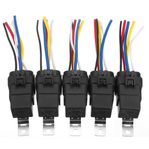 5 Pcs Automotive Relay Switch Harness 12AWG Wires Waterproof 40/30Amp 12VDC