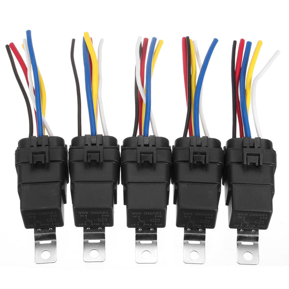 5 Pcs Automotive Relay Switch Harness 12AWG Wires Waterproof 40/30Amp 12VDC