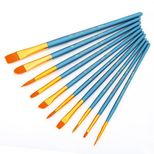 KCASA 10Pcs/Set Different Shape Watercolor Gouache Paint Brushes Nylon Brush Home Wall Decor Tool